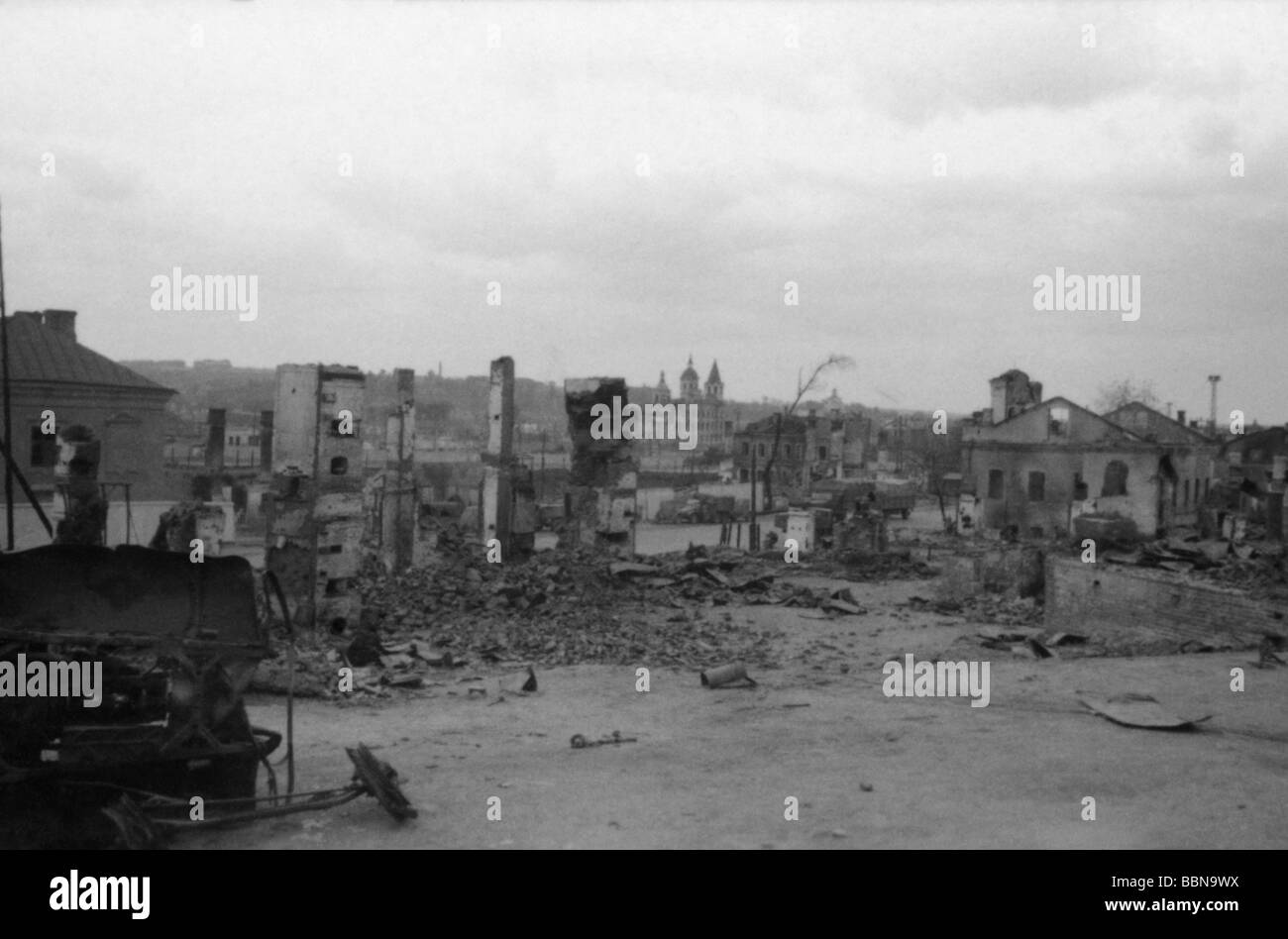 events, Second World War / WWII, Russia, cities / villages / landscapes, view of the destroyed city of Smolensk, 19.8.1941, Stock Photo