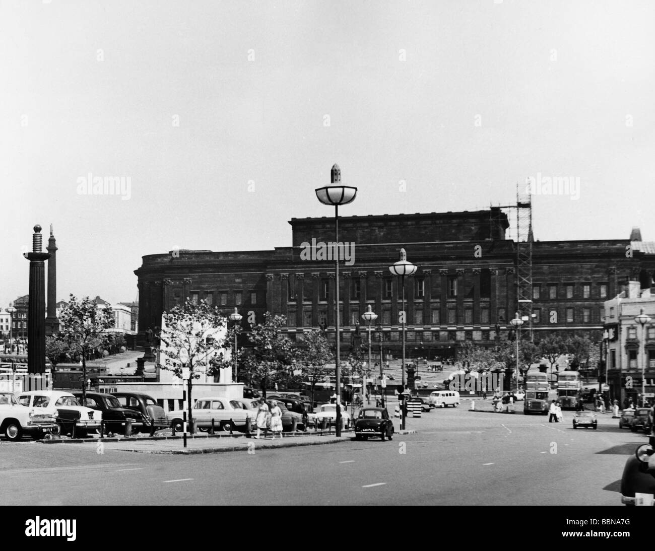 GEORGE/'S HALL ENGLAND OLD BW BLACK FRAMED ART PRINT B12X249 LIVERPOOL ST