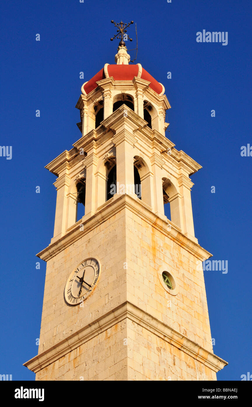 Tower of the Church Sveti Ivan, Sutivan, Island Brac, Dalmatia, Croatia, Balkans, Europe Stock Photo