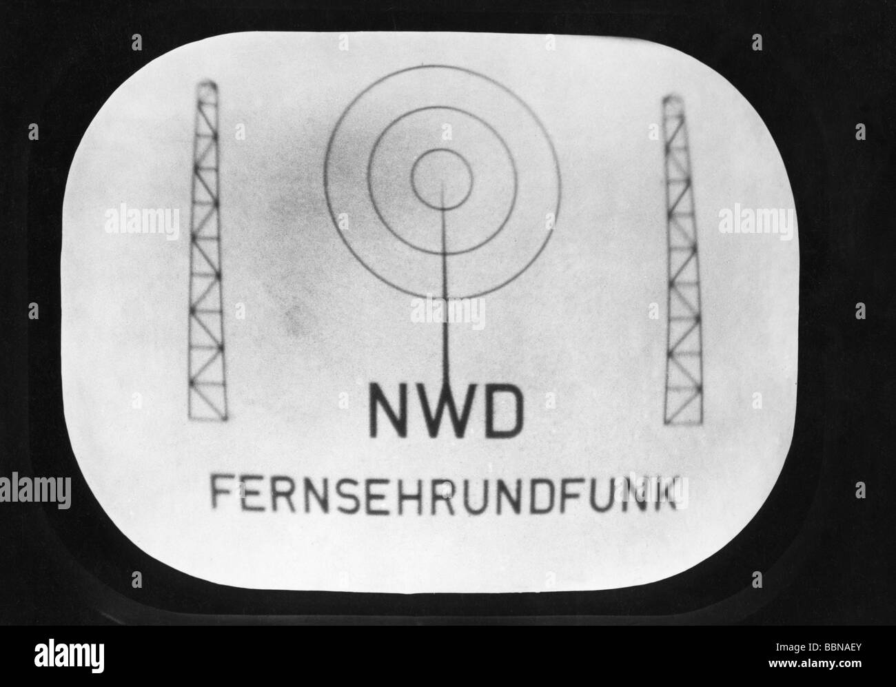 broadcast, television, special announcement sign, Nordwestdeutscher Rundfunk (Northwest German Broadcasting, NWDR), circa 1952, Stock Photo