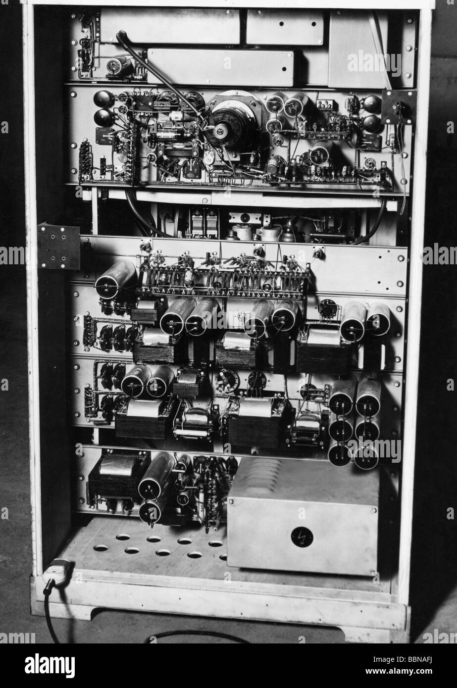 broadcast, television, technics, TV receiver of Fernseh GmbH, Darmstadt, backside, Nordwestdeutscher Rundfunk (Northwest German Broadcasting, NWDR), circa 1952, Stock Photo