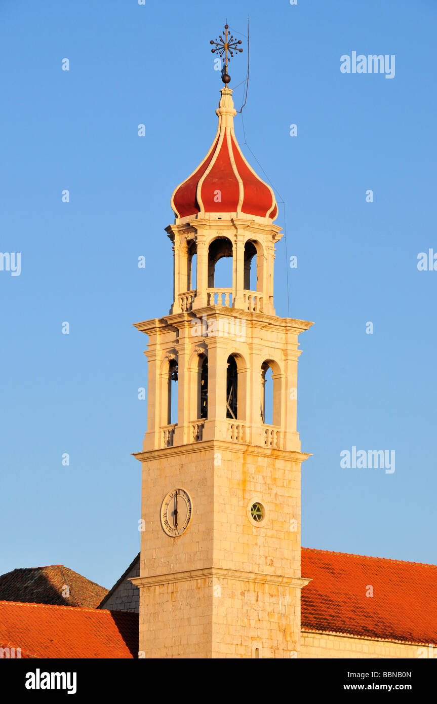 Tower of the Church Sveti Ivan, Sutivan, Island Brac, Dalmatia, Croatia, Balkans, Europe Stock Photo