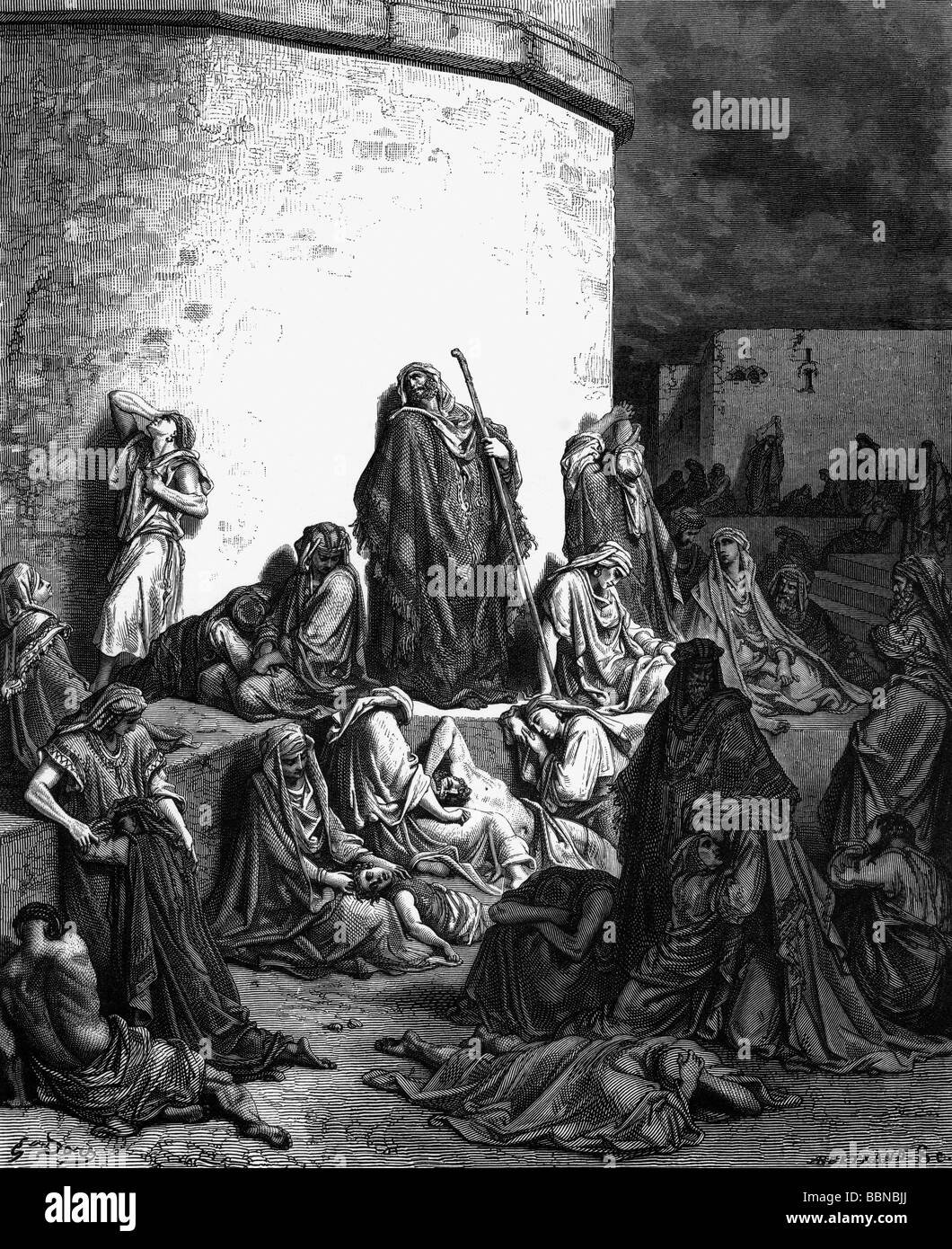 religion, Biblical Scenes, Jerusalem mourning, wood engraving by Gustave Doré, circa 1865