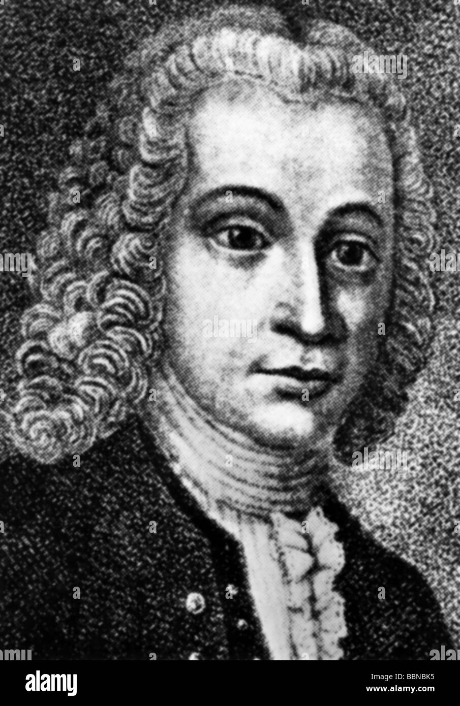Celsius, Anders 27.11.1701 - 25.4.1744, Swedish astronomer, portrait, after contemporary image, 18th century, Stock Photo