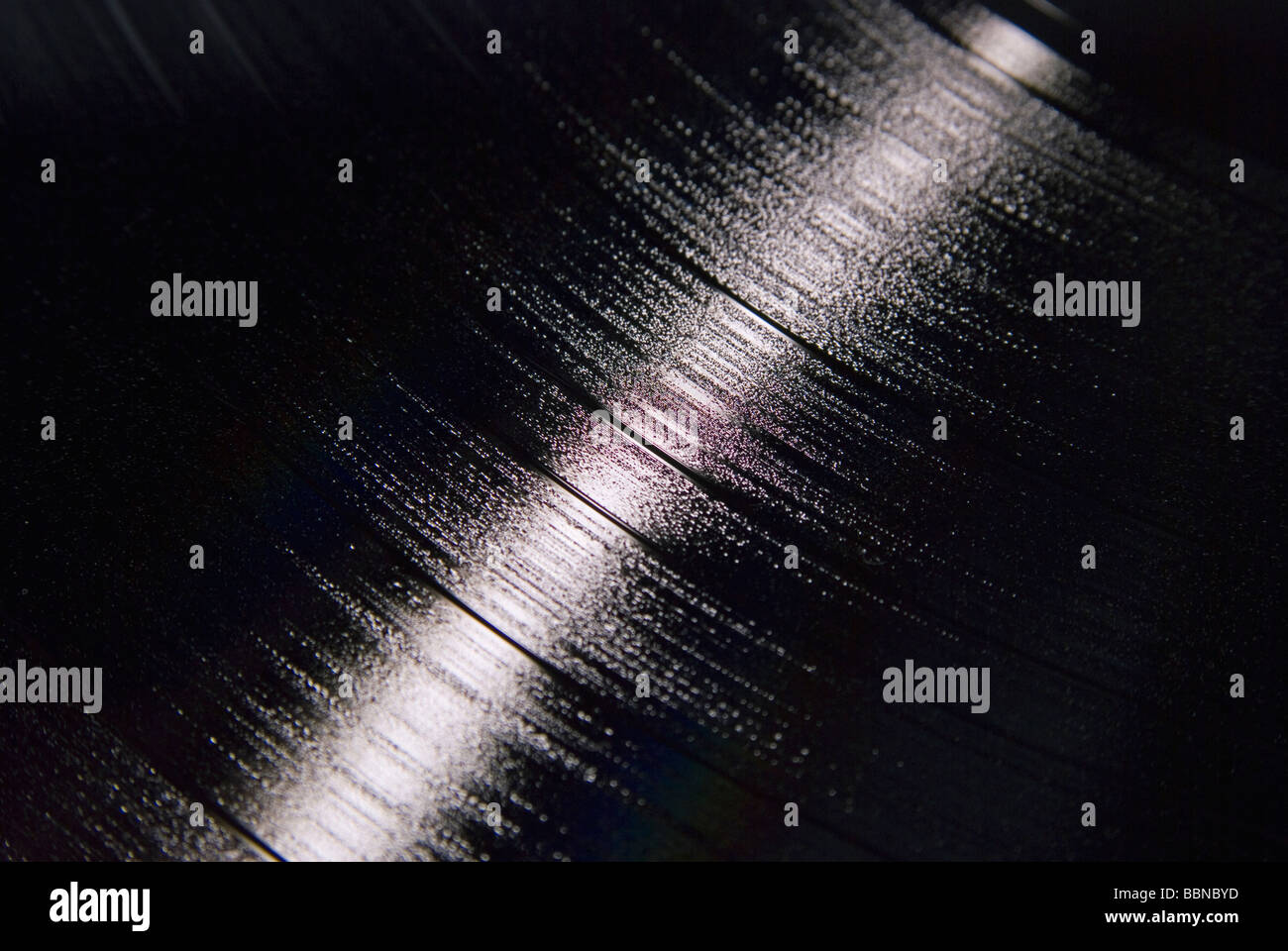 Close up grooves on a vinyl record Stock Photo