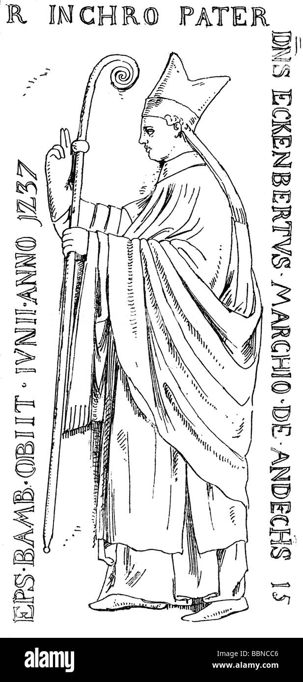 Eckbert von Meran, Earl of Andechs-Meranien, Bishop of Bamberg 1203 - 1235, drawing after mediaeval image, Stock Photo