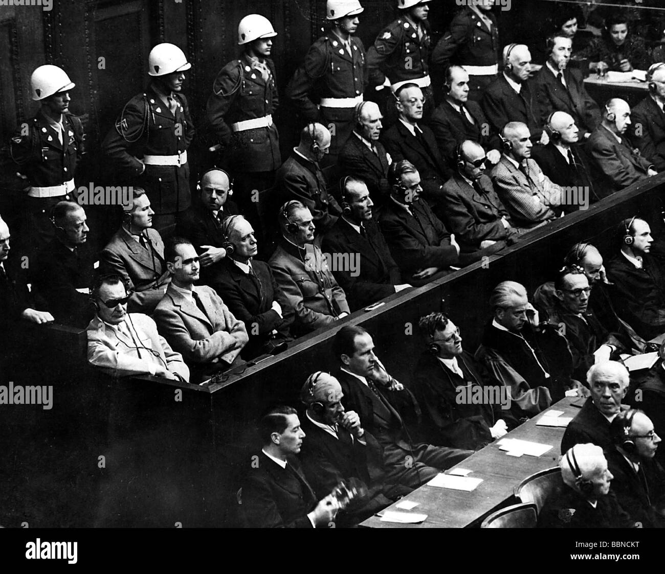 justice, lawsuits, Nuremberg Trials, Trial of the Major War Criminals 1945/1946, last day, 1.10.1946, dock during the proclamation of the sentence, Stock Photo