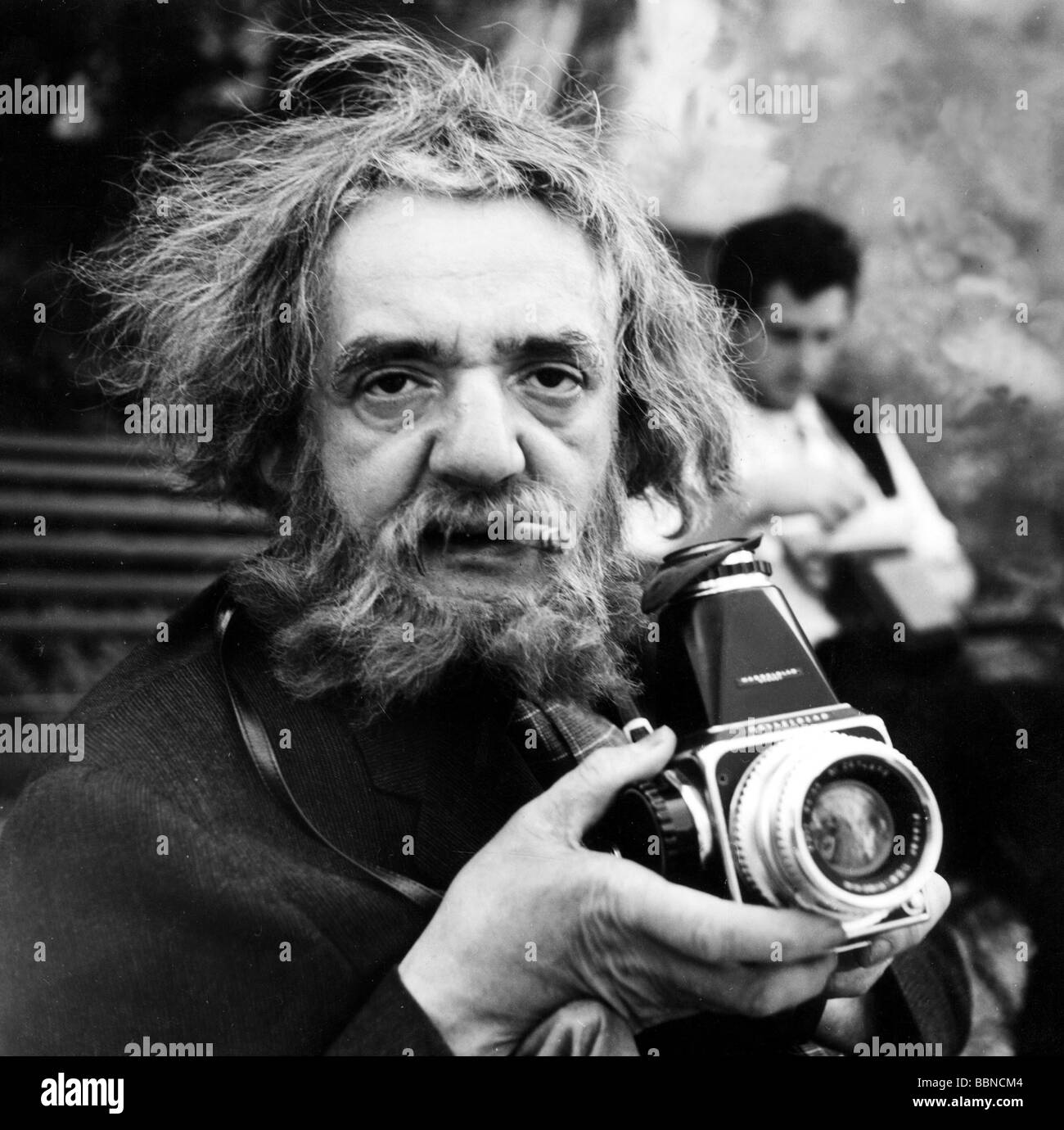 Weegee (Arthur Fellig), 1899 - 25.12.1968, US photographer, portrait with camera, Munich, 1960, Stock Photo