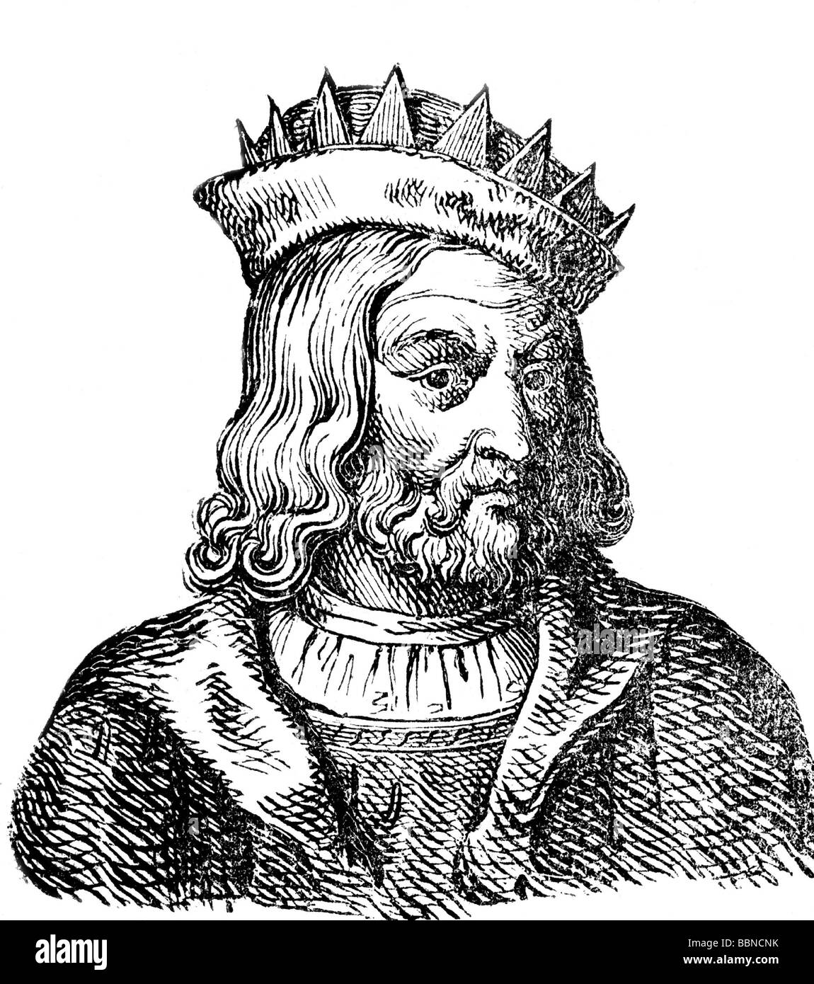 Childeric I, 457 - 481, King of the Salian Franks, portrait, Merovech, crown, clipping, cut out, Stock Photo
