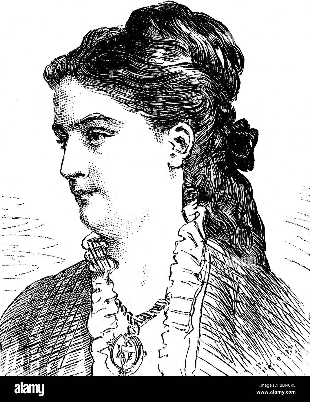 Lehmann, Lilli  24.11.1848 - 16.5.1929, German opera singer (Sopran), portrait, pen drawing, 19th century, Stock Photo