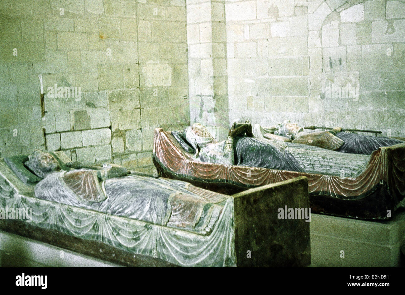 Henry II, 5.3.1133 - 6.7.1189, King of England 1154 - 1189, half length, tomb of Eleonore of Aquitania and Richard I Lionheart, Fontevrault, Stock Photo