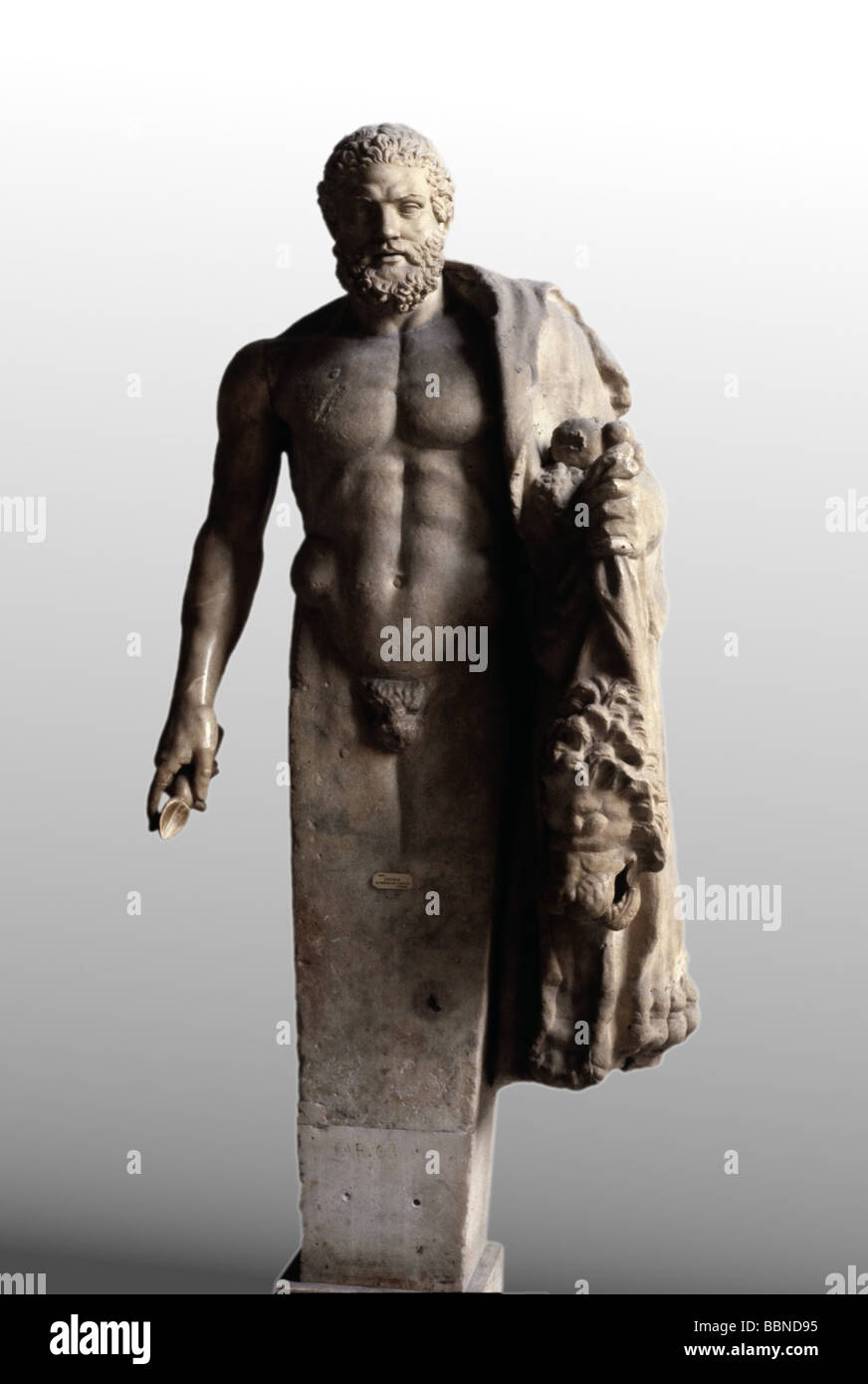Heracles, Greek deity and divine hero, half length, statue, National Museum Naples, Stock Photo