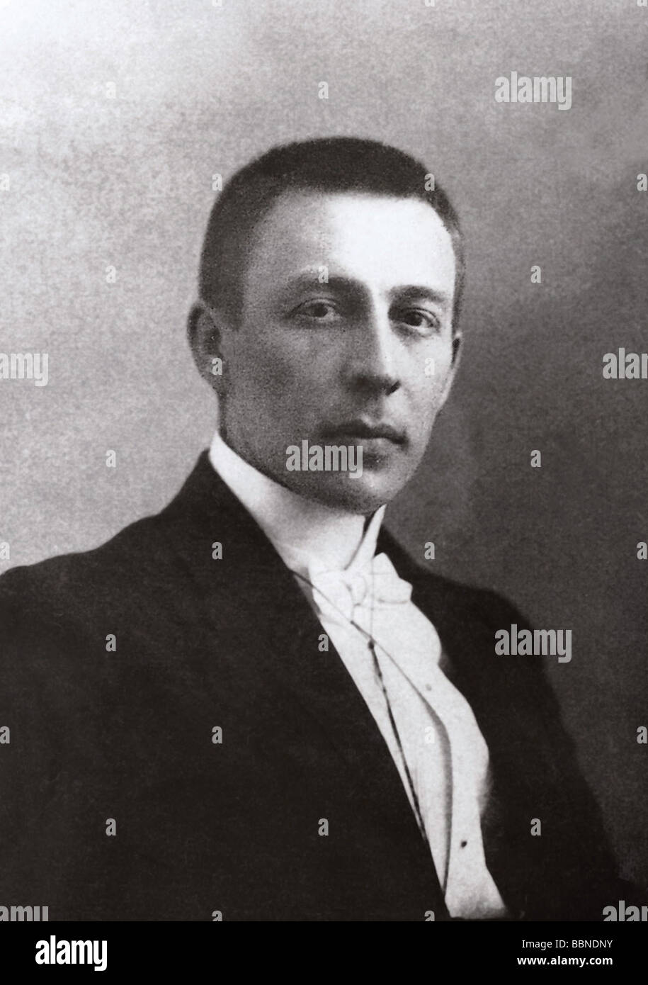 Rachmaninov, Sergei, 1.4.1873 - 28.3.1943, Russian composer, portrait, photo by Rentz & Schrader, Saint Petersburg, circa 1900, Stock Photo