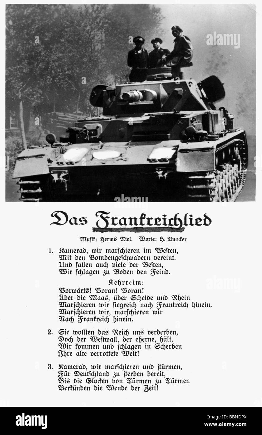 Events Second World War Wwii Propaganda Das Frankreichlied By Herms Niel H Anacker Postcard Germany 1940 Stock Photo Alamy Events Second World War Wwii Propaganda Das Frankreichlied By Herms Niel H Anacker Postcard Germany 1940 Stock Photo Alamy