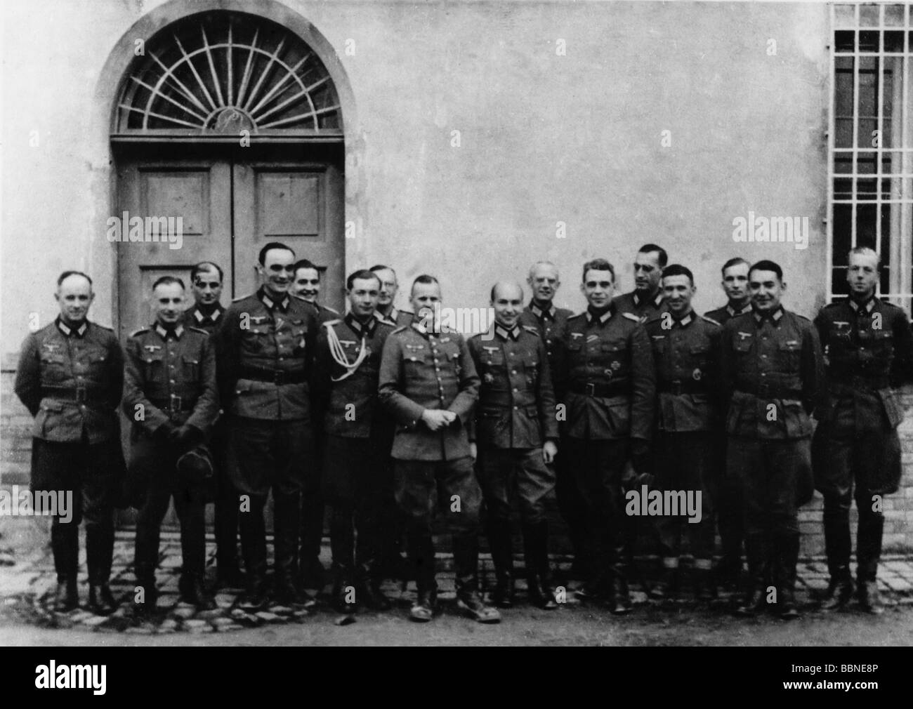events, Second World War / WWII, German Wehrmacht, a general and his staff, probably of an infantry division, circa 1942, Stock Photo