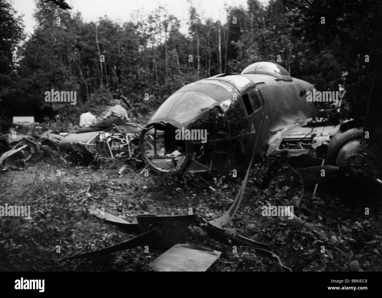 WW2 photo of crashed German Heinkel He-111 plane