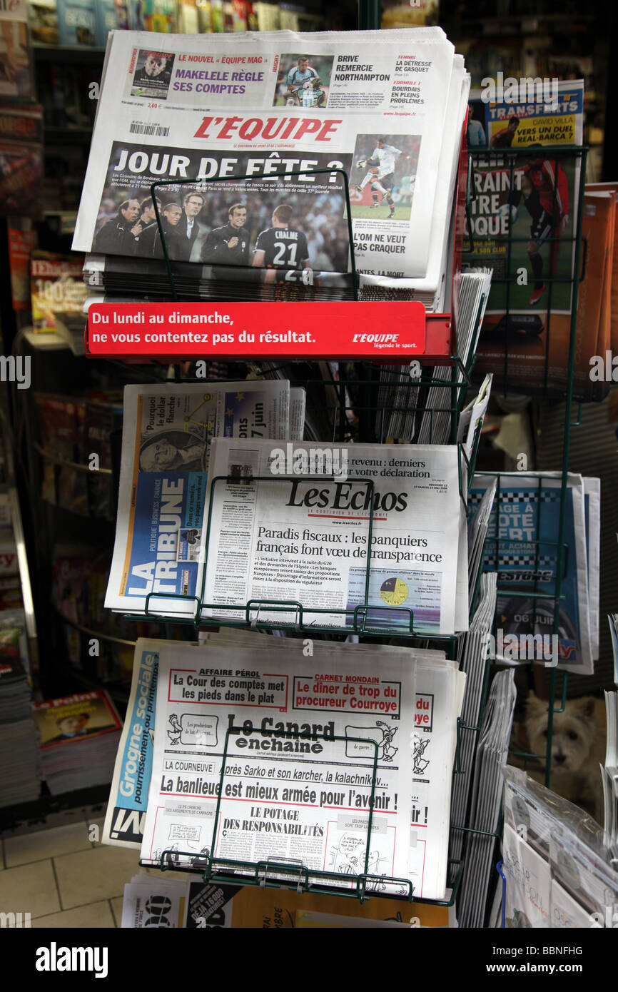 French newspapers on sale Mougins Provence France Stock Photo