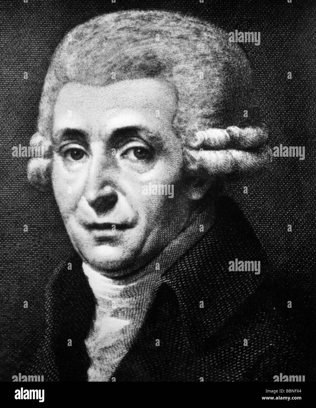 Haydn, Joseph, 31.3.1732 - 31.5.1809, Austrian composer, portrait, copper engraving, 18th century, Artist's Copyright has not to be cleared Stock Photo