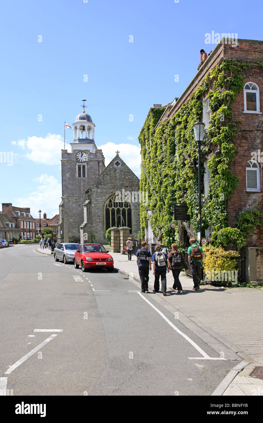 The scene in the high street in lymington hires stock photography and