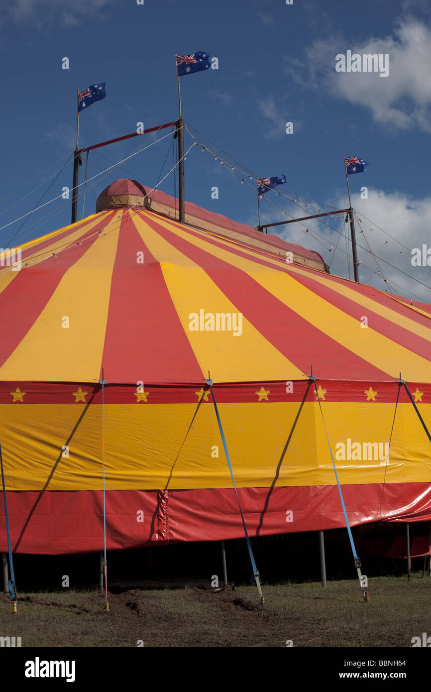 A narrow shot of a circus 'big top'. Stock Photo