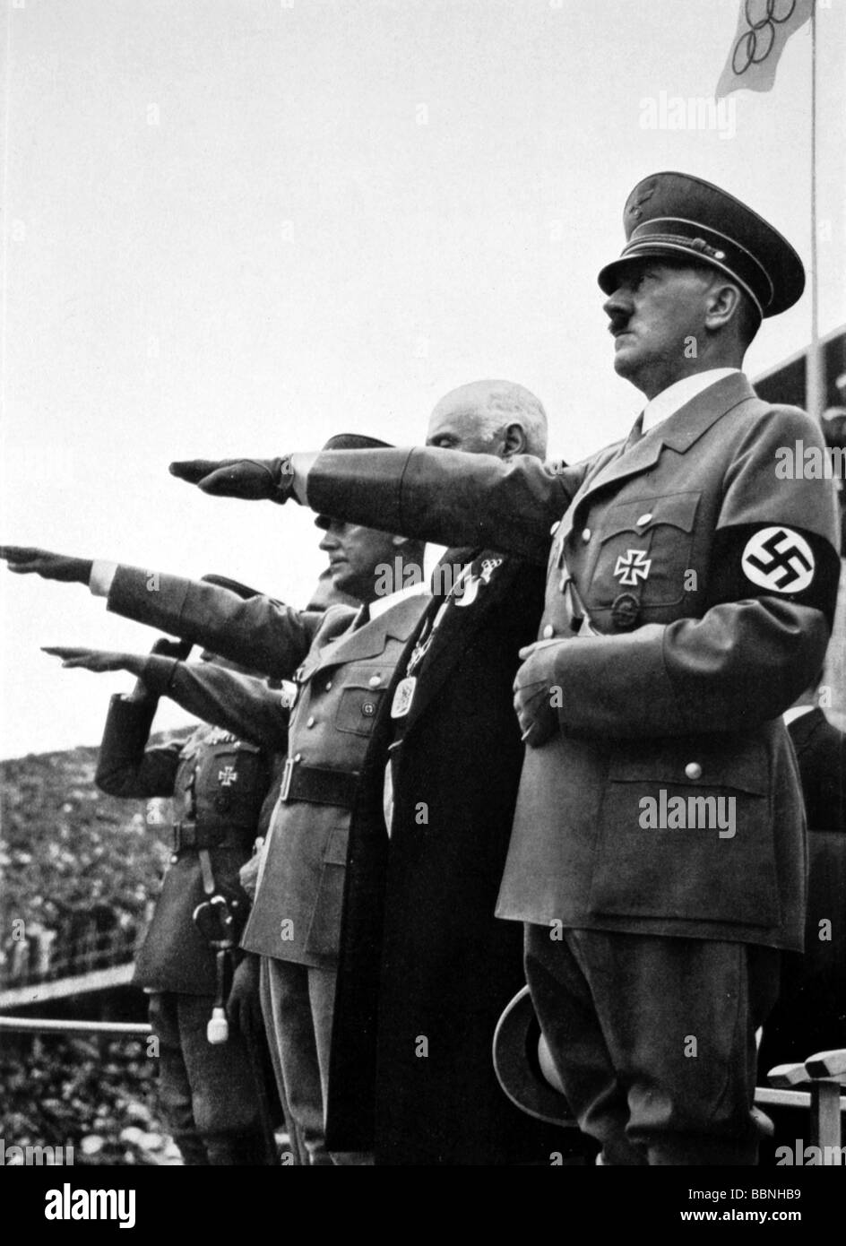 Hitler, Adolf, 20.4.1889 - 30.4.1945, German politician (NSDAP), opening of the Olympic Games, Berlin, 1.8.1936, Stock Photo
