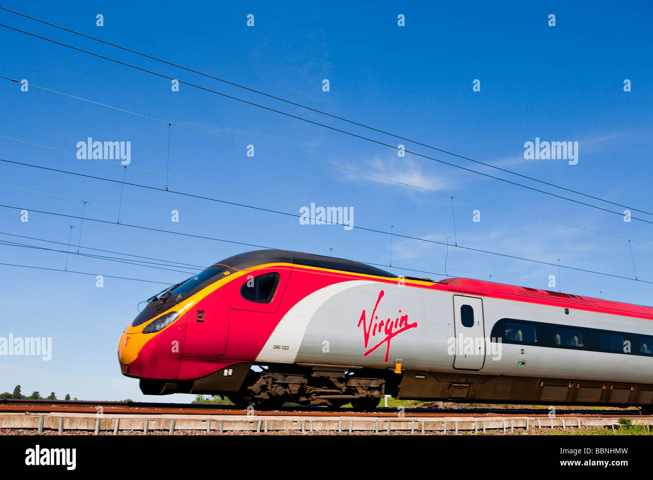 high speed train ( Virgin Pendolino ) in United Kingdom Stock Photo