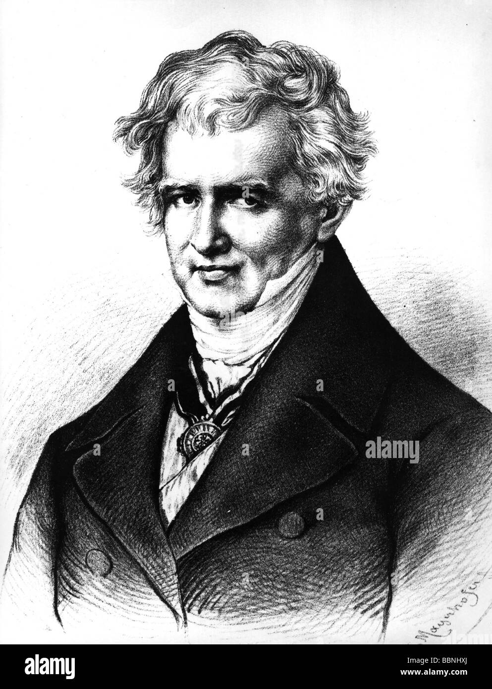 Humboldt, Alexander von, 14.9.1769 - 6.5.1859, German scientist (naturalist and geographer), portrait, lithograph by Mayerhofer, 19th century, , Stock Photo