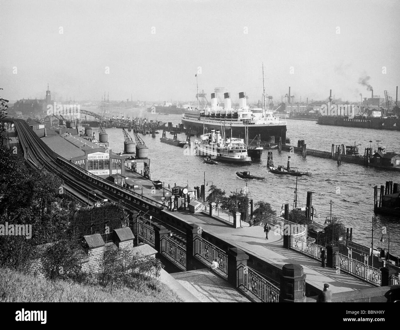 geography / travel, Germany, Hamburg, harbour, ship SS 'Ancona', September 1929, , Stock Photo