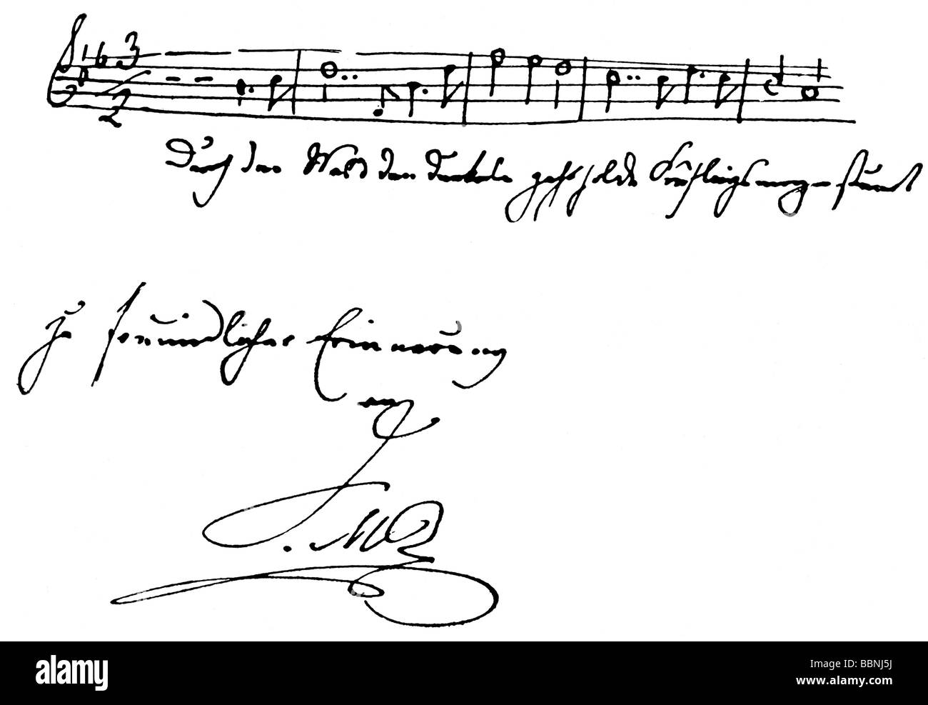 Mendelssohn-Bartholdy, Felix 3.2.1809 - 4.11.1847, German composer, his handwriting, Stock Photo