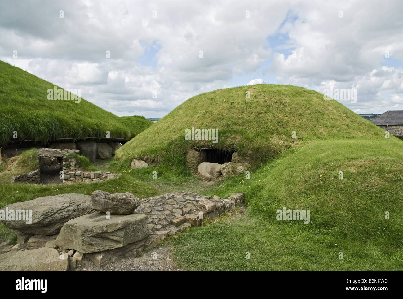 geography / travel, Ireland, Newgrange, megalith complex, tomb hill, circa 5000 years old, Additional-Rights-Clearance-Info-Not-Available Stock Photo
