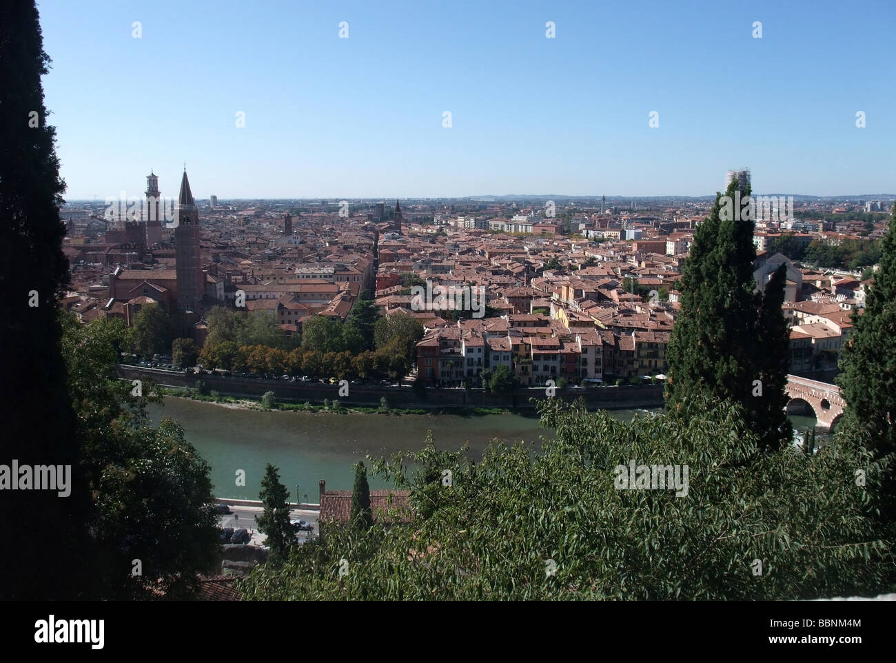 geography / travel, Italy, Veneto, Verona, city views / cityscapes, view over Adige River, Additional-Rights-Clearance-Info-Not-Available Stock Photo