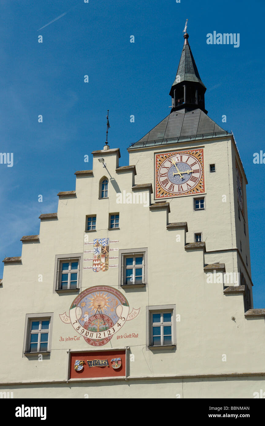 geography / travel, Germany, Lower Bavaria, Deggendorf: Townhall with towntower behind at the Luitpold-Square, Additional-Rights-Clearance-Info-Not-Available Stock Photo