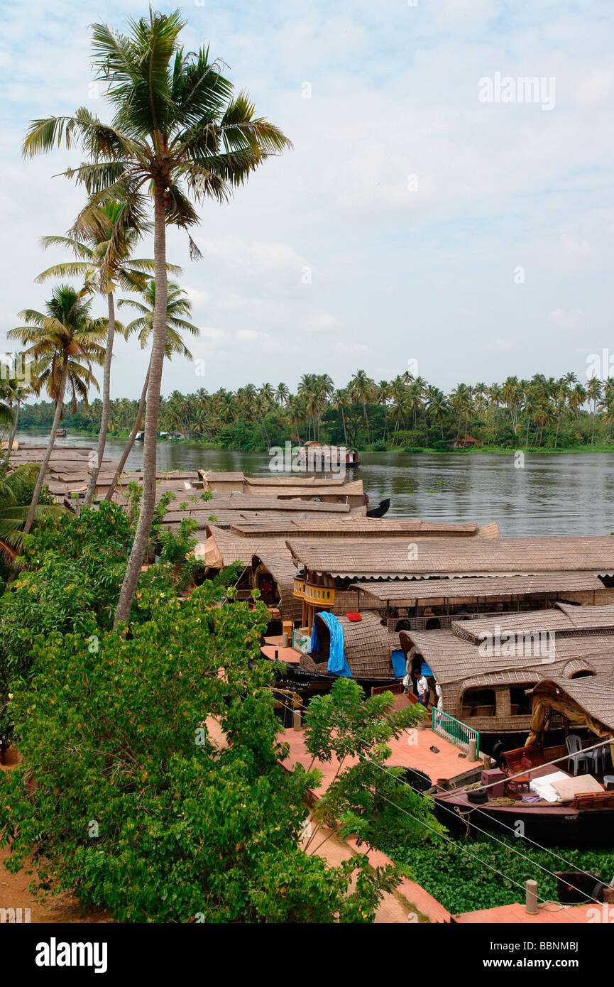 geography / travel, India, Kerala, Alleppey, Typical Kerala backwater house boat (rice boat), Additional-Rights-Clearance-Info-Not-Available Stock Photo