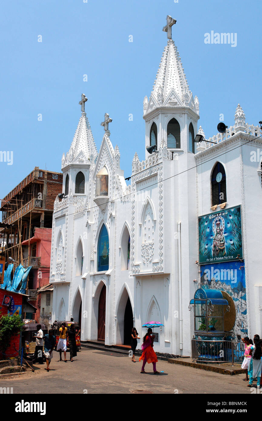geography / travel, Sri Lanka, Colombo, Pettah: Vailankanni Basilica of Our Lady of Good Health, Church, exterior view, Additional-Rights-Clearance-Info-Not-Available Stock Photo