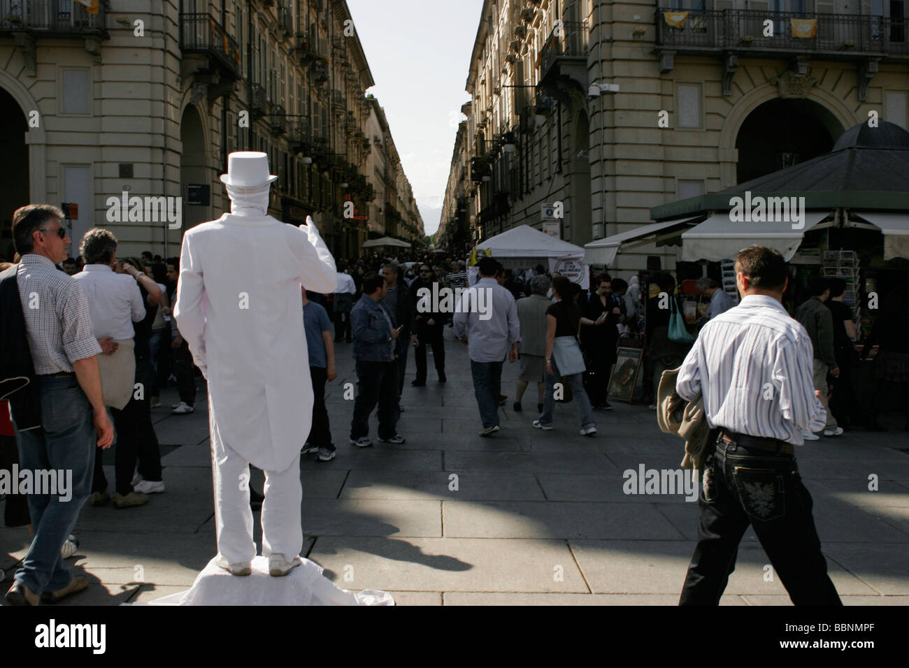 Mime in Turin, via Garibaldi. Stock Photo