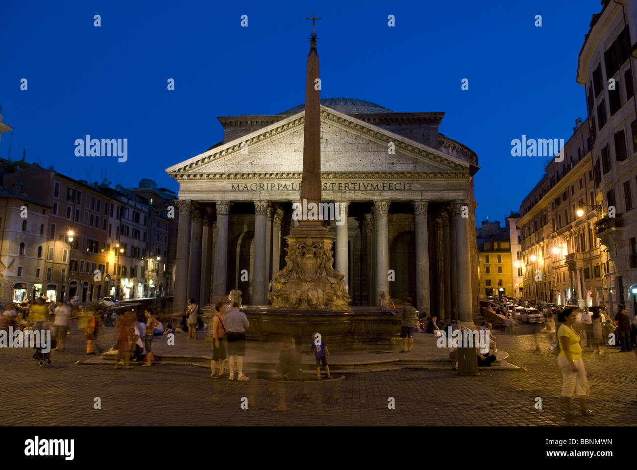 geography / travel, Italy, Rome, Piazza della Rotonda, Pantheon, exterior view, night shot, Additional-Rights-Clearance-Info-Not-Available Stock Photo