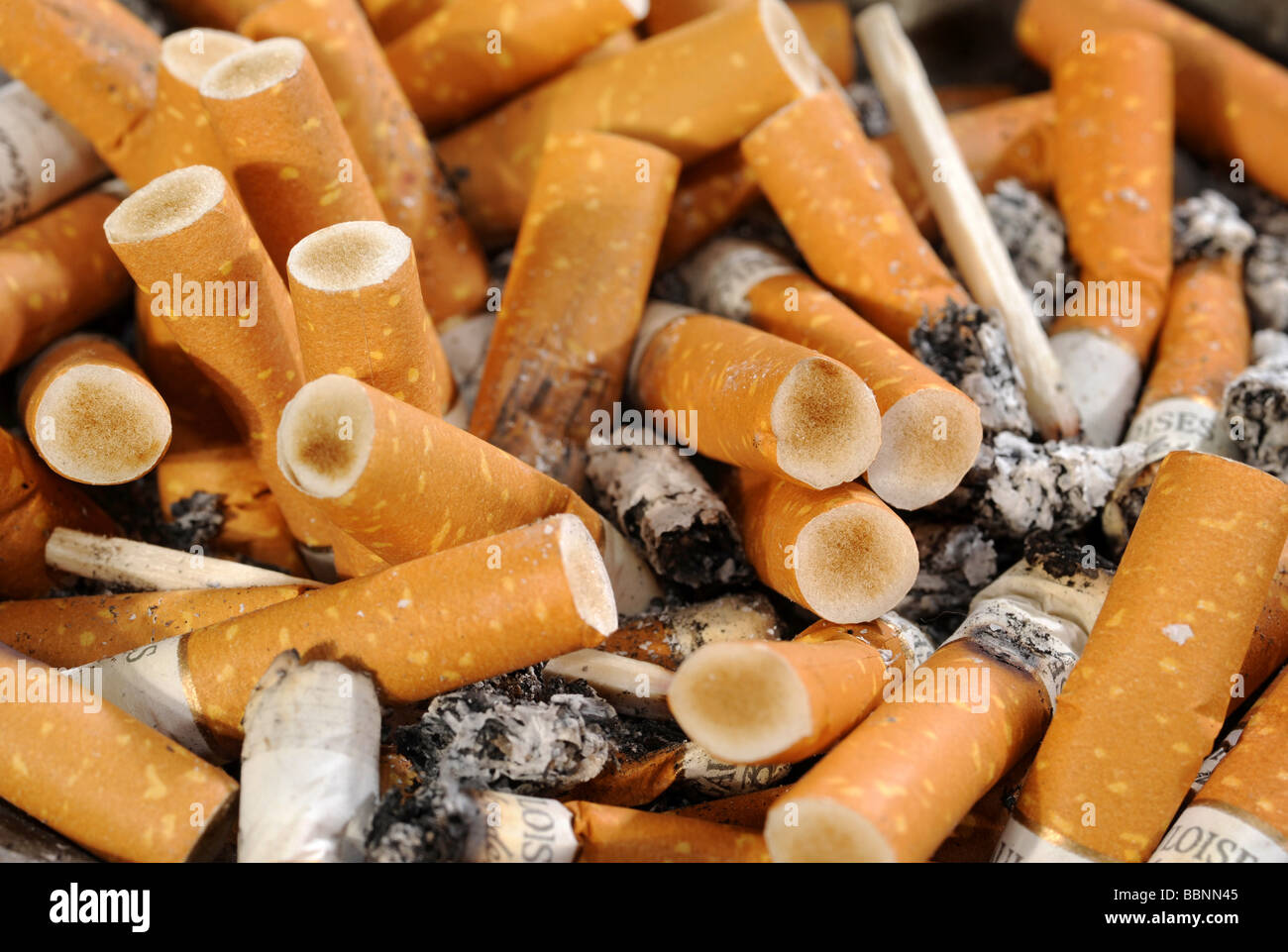 tobacco, cigarette stubs, Stock Photo
