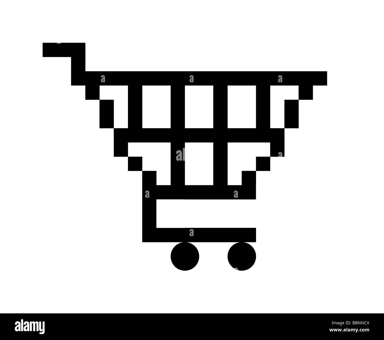Black shopping cart button icon isolated on white background Stock Photo