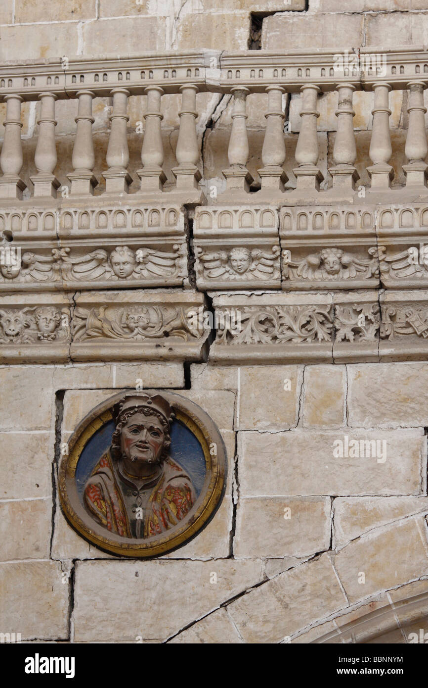 Large crack in the interior wall of Salamanca cathedral Stock Photo