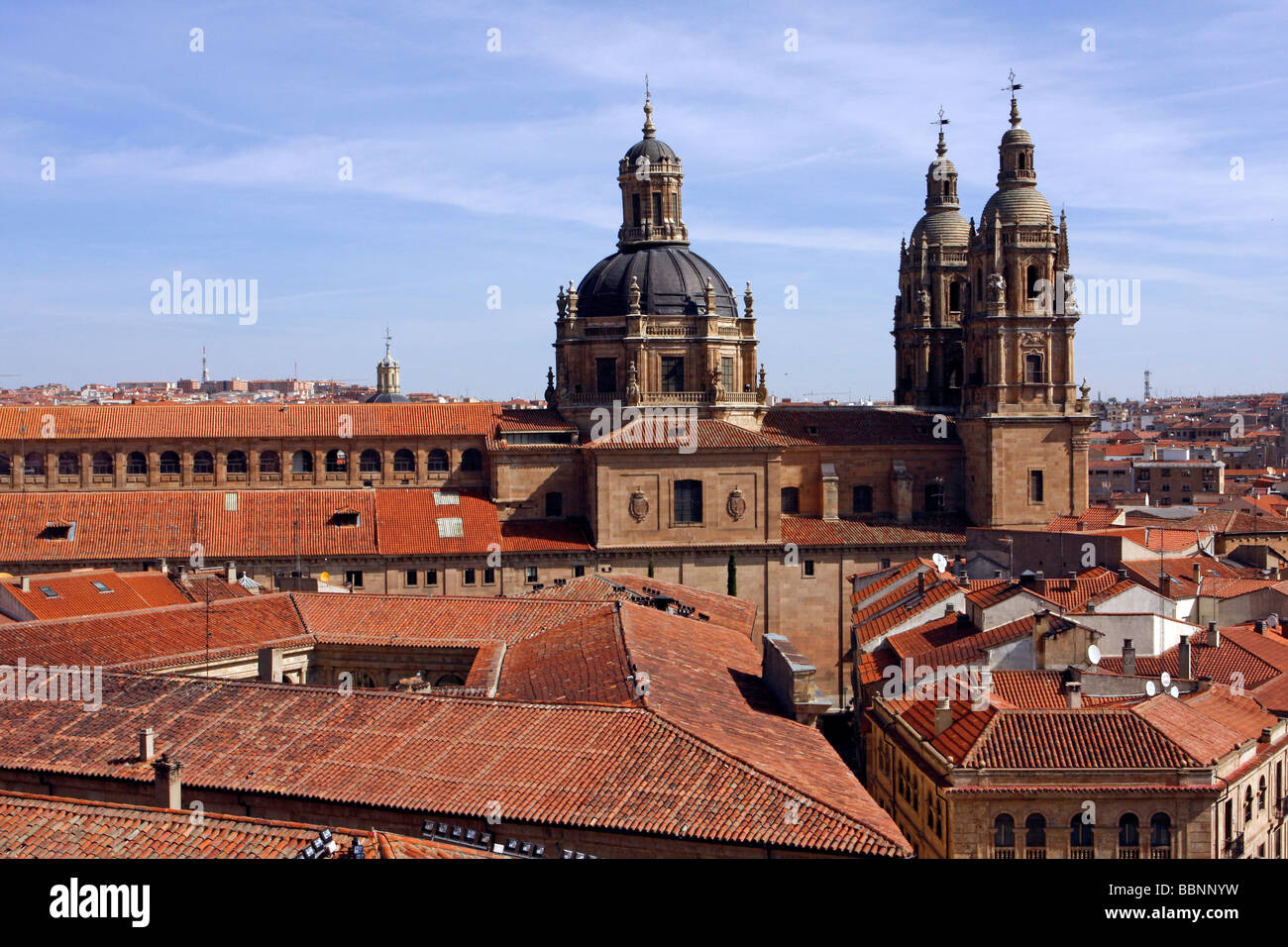 Roofline of Salamanca showing the Clerecia church and jesuit college the universidad pontificia de Salamanca Spain Stock Photo