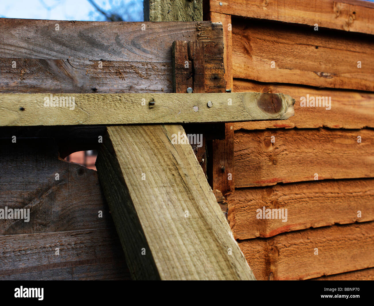 wood joint on fence Stock Photo Alamy