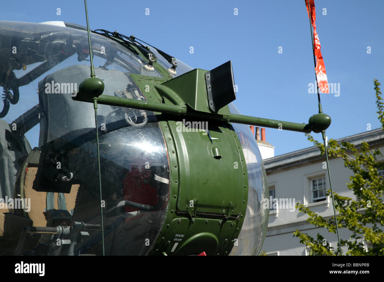 Close-up of a Royal Marines Gazelle Helecopter on Static Display at the Old Royal Naval Collage, Greenwich Stock Photo