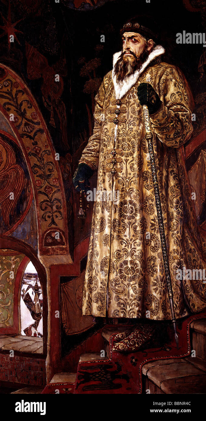 Ivan IV 'the Terrible', 25.8.1530 - 18.3.1584, Emperor of Russia 16.1.1547 - 18.3.1584, full length, painting by Victor Vasnetsov (1848 - 1926), 1897, Tretyakov Gallery, Moscow, Stock Photo