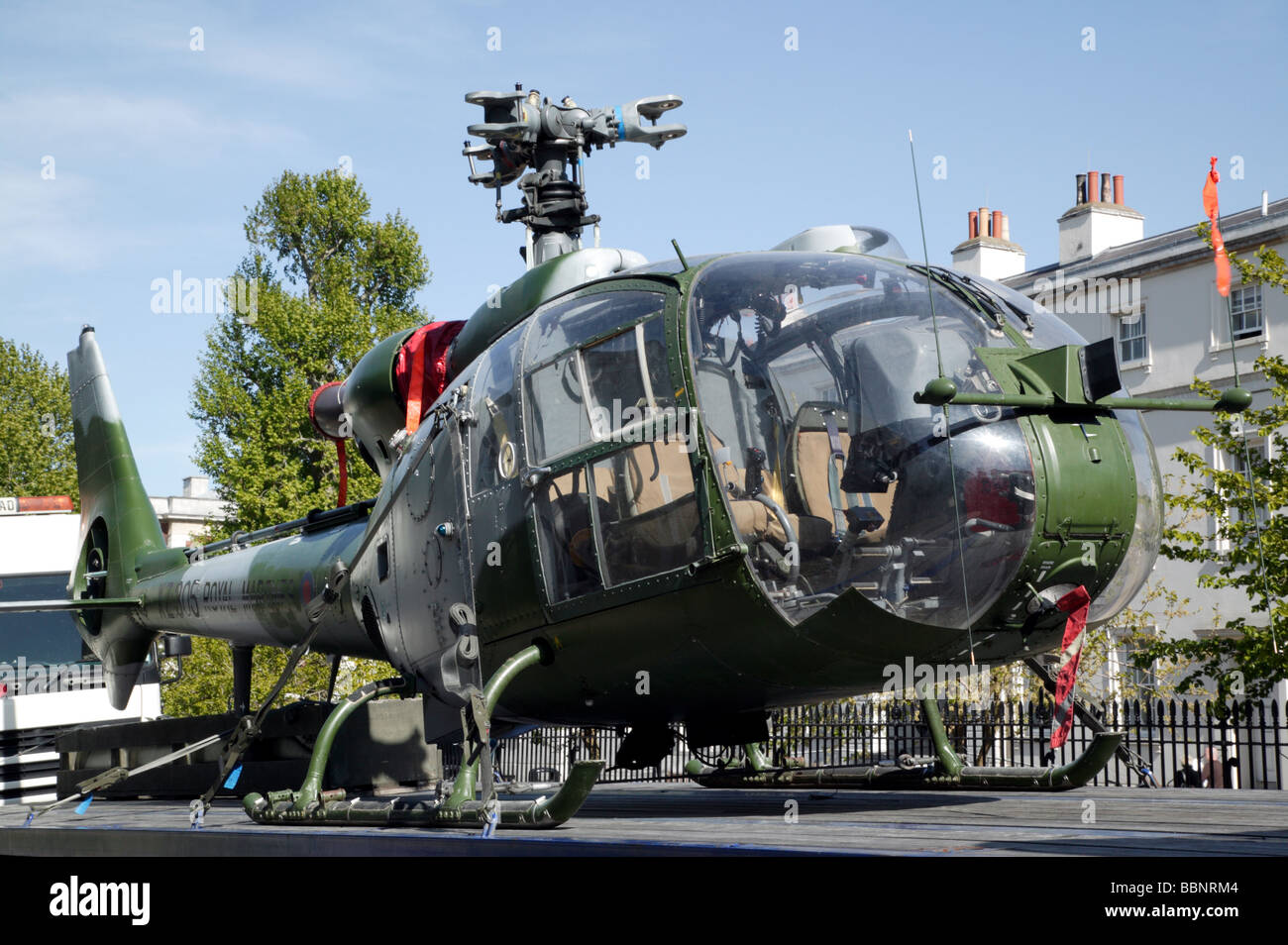 Royal Marines Gazelle Helecopter ready for transport, after being on  display at the Old Royal Naval College, Greenwich Stock Photo