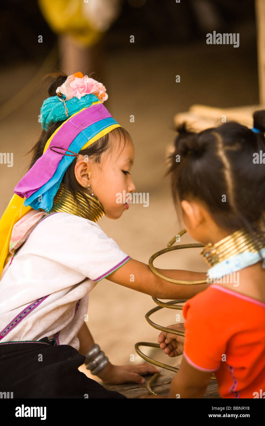 Woman from the Padaung long neck hill tribe with colourful dress