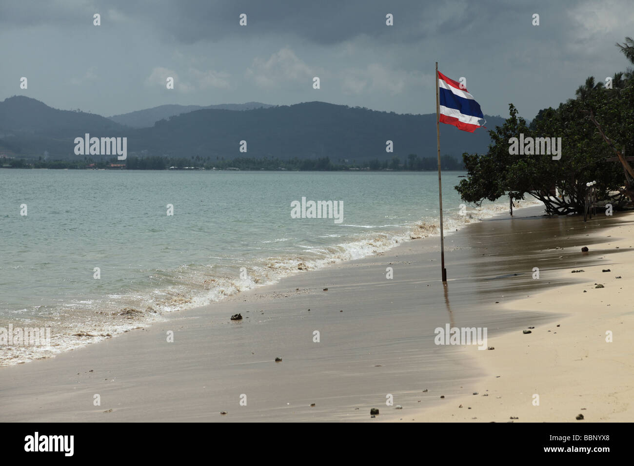 Thai flag on a beach Stock Photo