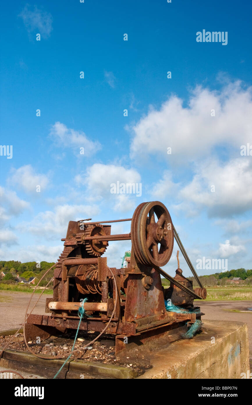 Winches used for the fishing boats on the shingle beach at Dunwich on