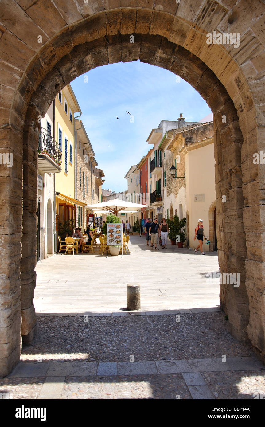 Medieval city gate, Old Town, Alcudia, Alcudia Municipality, Mallorca, Balearic Islands, Spain Stock Photo