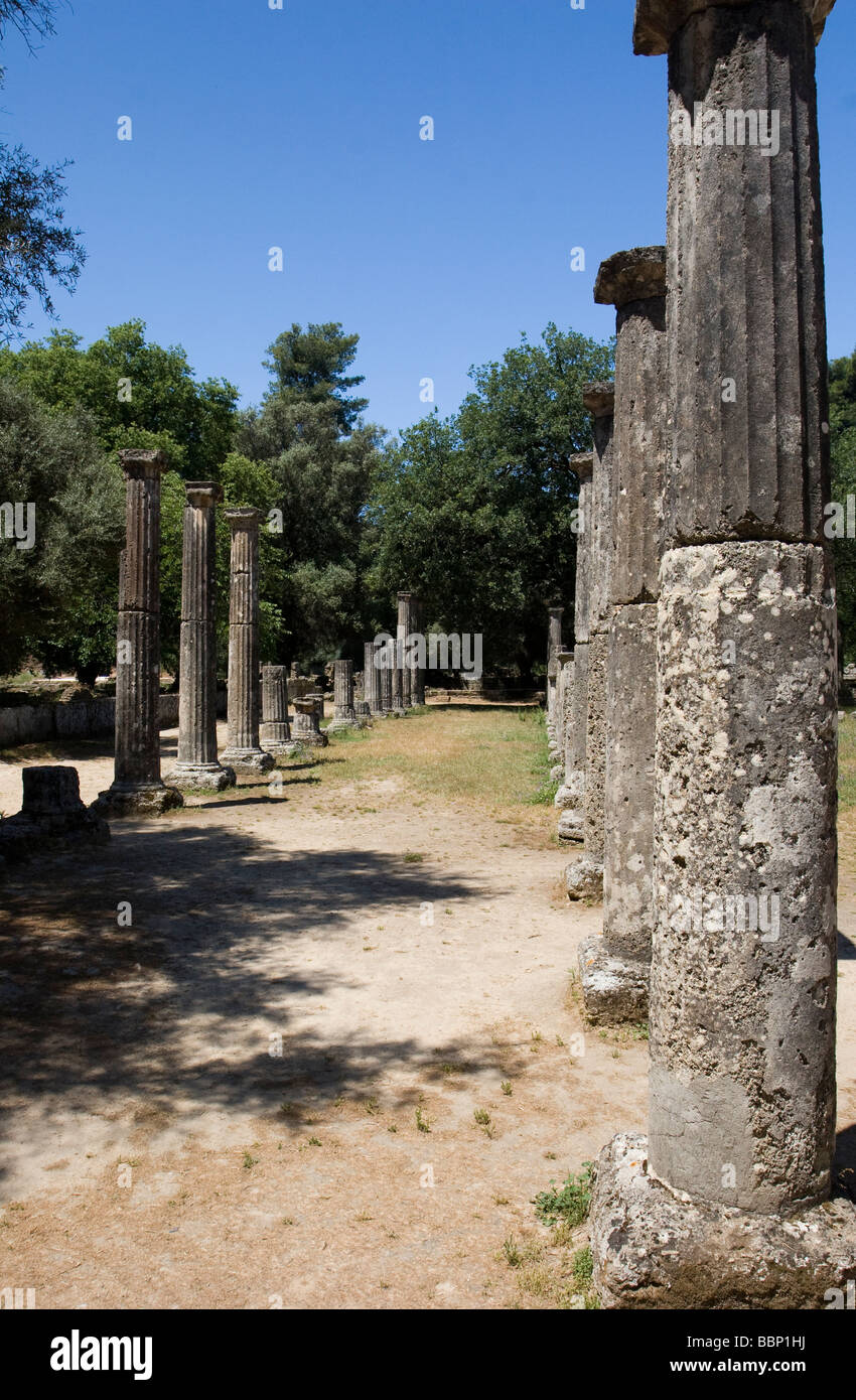 Greece Olympia, ancient ruins of the Palaestra Stock Photo