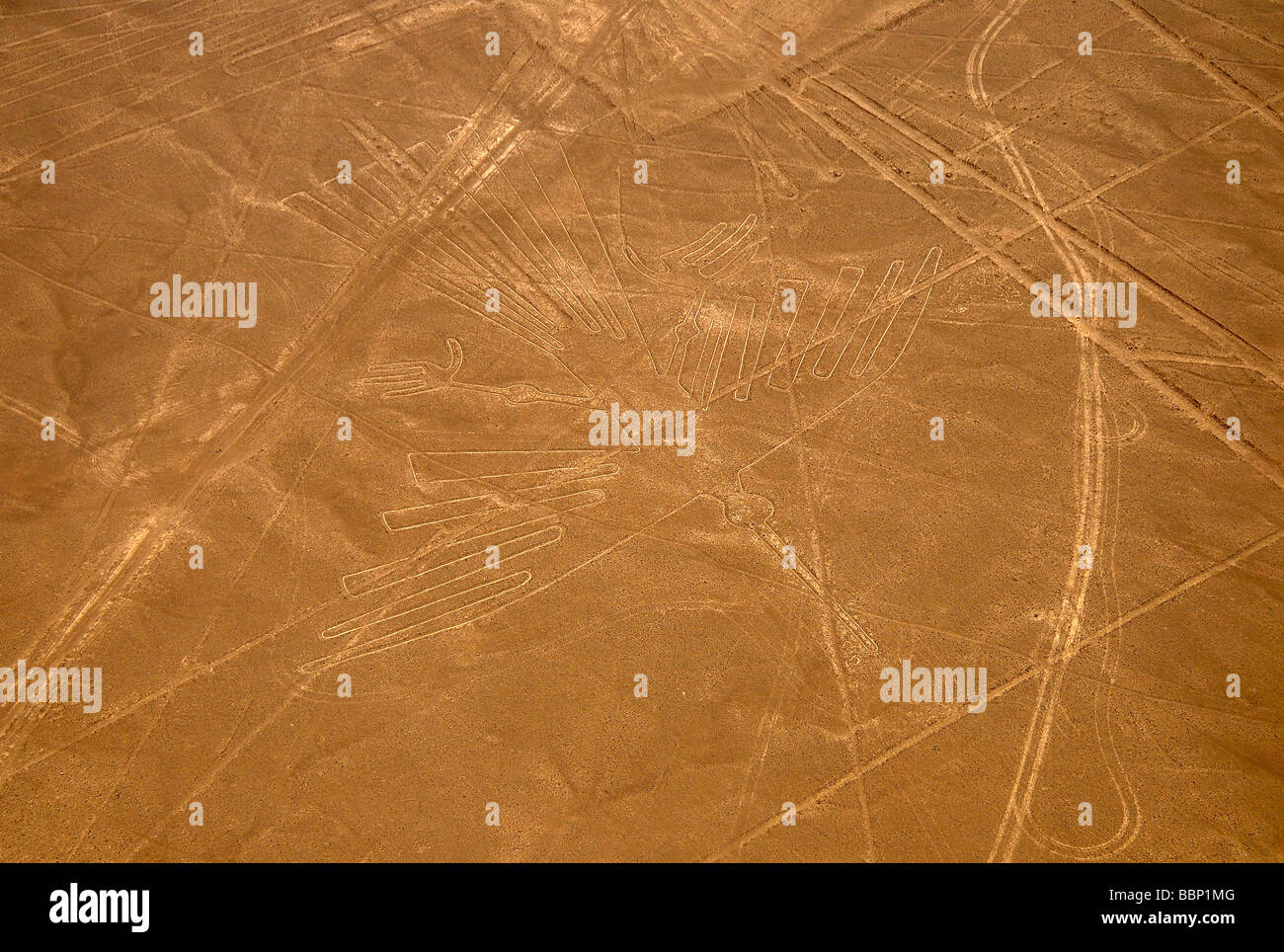 View of Nasca Lines, Peru, from the air Stock Photo